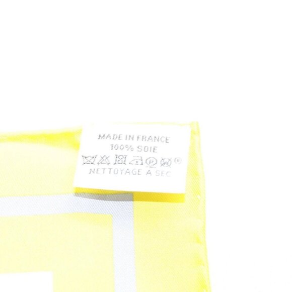 HERMES Carre 90 Scarf ""CALECHE ELASTIQUE "" Silk Yellow Auth - Picture 12 of 16